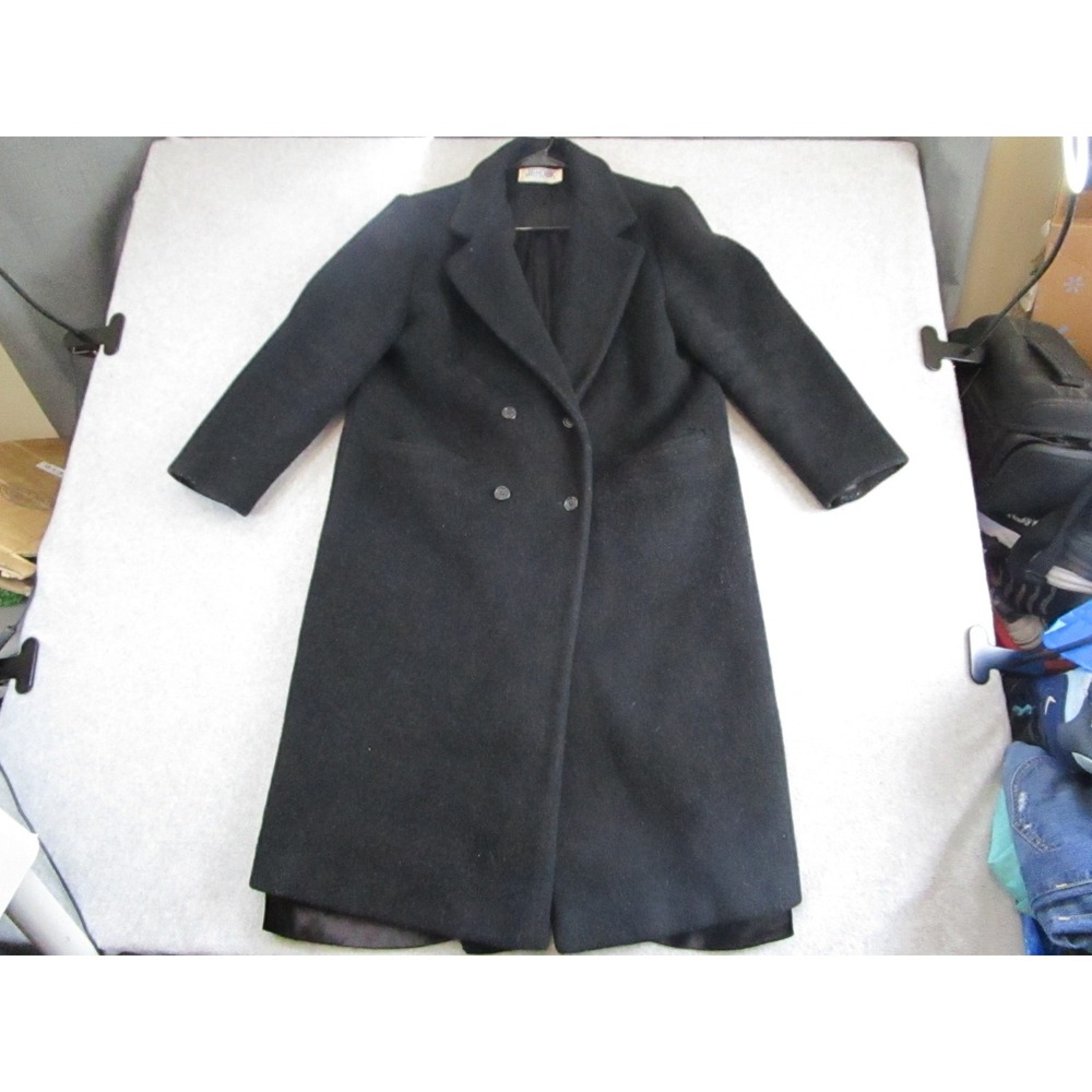 Vintage J.G. Hook‎  Pea Coat Womens Petite Small Black Wool Overcoat Jacket USA